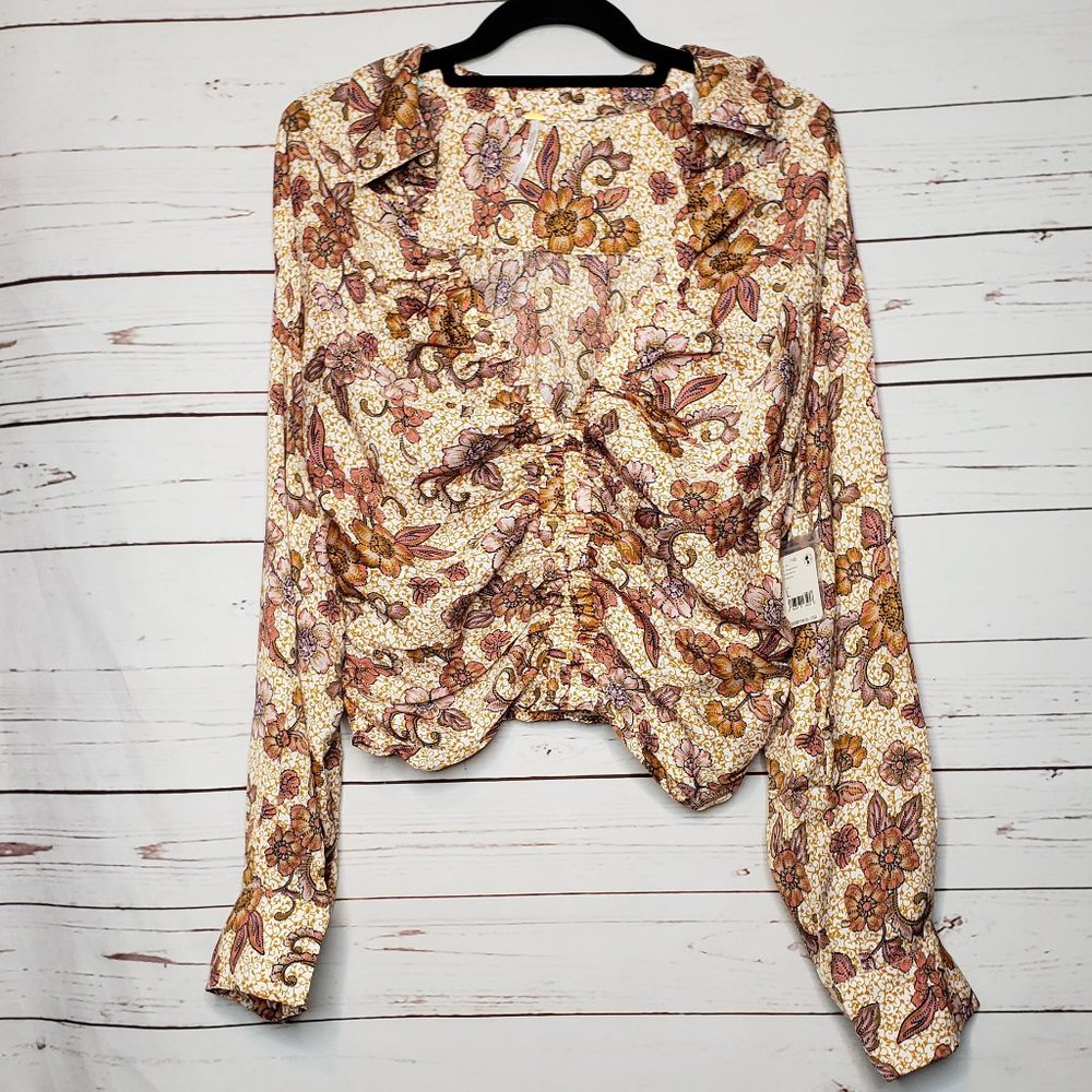 Free People I Got You Floral Print Smocked Crop Top